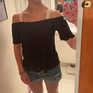 Charlotte Russe Black Off-the-Shoulder Blouse